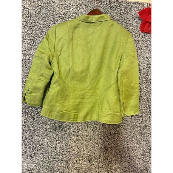 Tribal Women's Blazer Jacket Green Size 10 linen Blend 3 Front Button - Picture 2 of 12